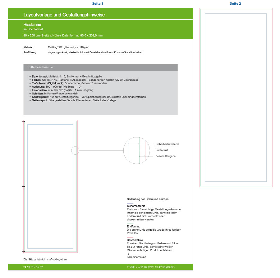 Layoutvorlage für Hissfahne im Hochformat