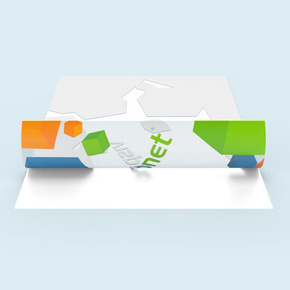 Aufkleber, hinter Glas