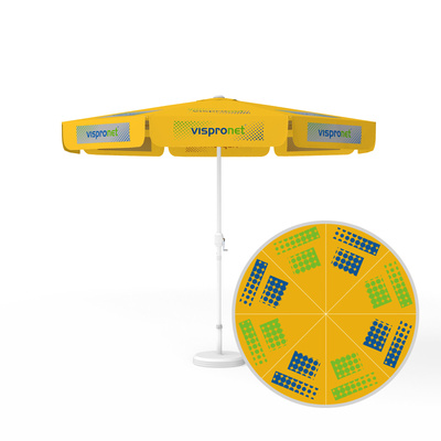 Sonnenschirm mit Logodruck - rund, mit Kurbel