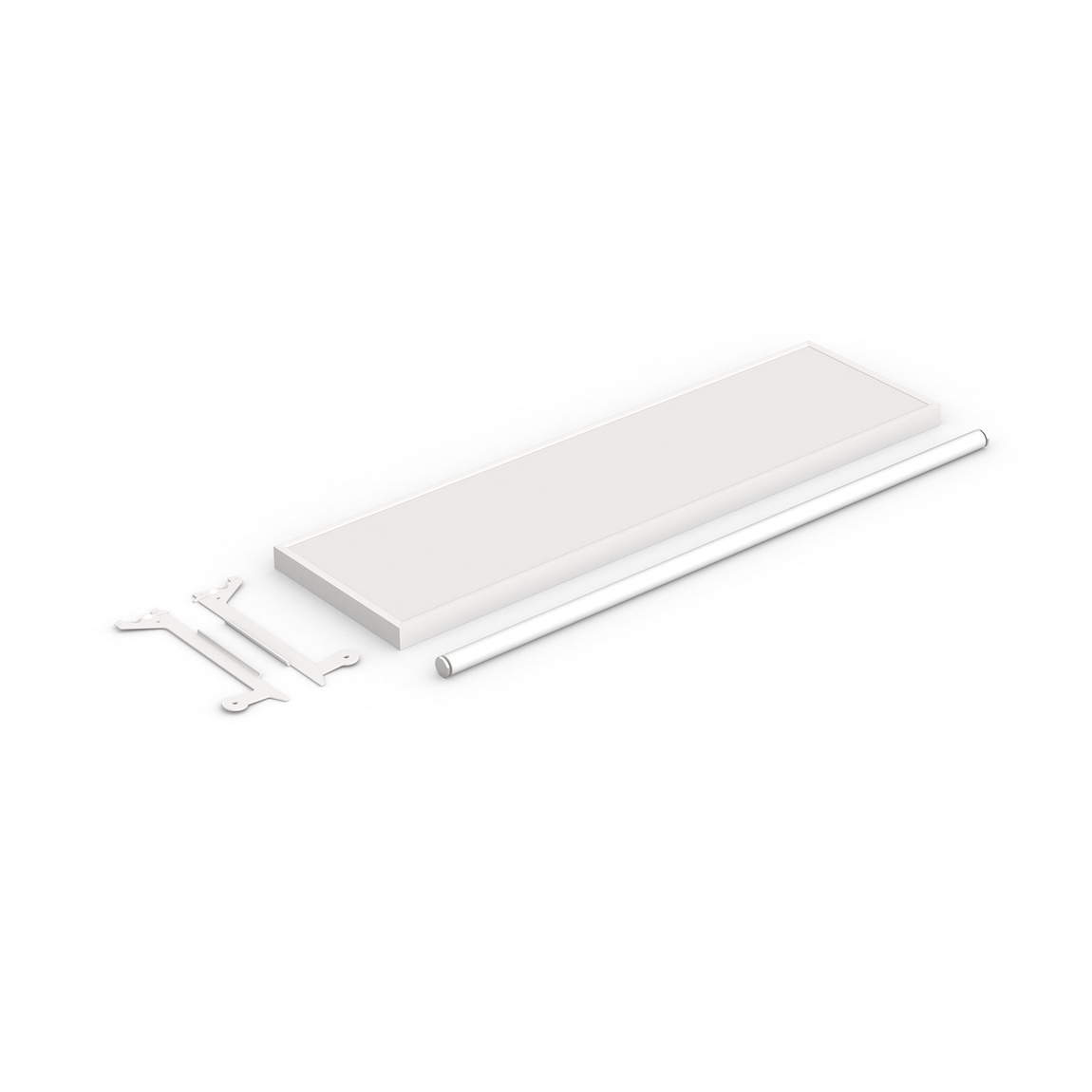 Lieferumfang: Prospektablage mit Kleiderstange 85 cm / Schlitzprofil