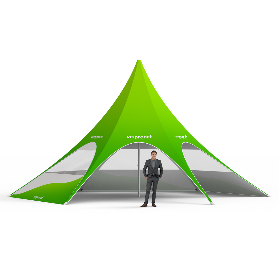 Sternzelt mit 4 Wänden: 4 Wände mit Panoramafenstern 