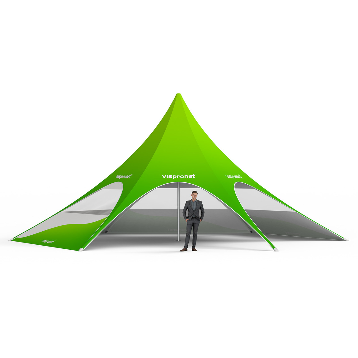 Sternzelt mit 4 Wänden: 4 Wände mit Panoramafenstern 