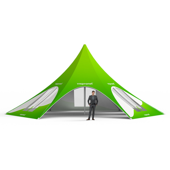 Sternzelt mit 5 Wänden: 5 Wände mit Bogenfenstern, schmal