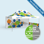 Faltzelt Premium 3 x 4,5 m mit 2 Wänden, mit Druck