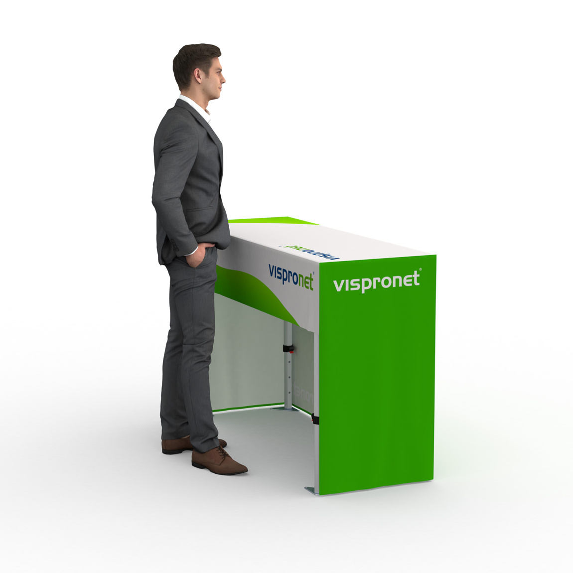 Falttisch Aluminium mit Husse, Rückseite kurz, Falttisch: 150x55 cm  