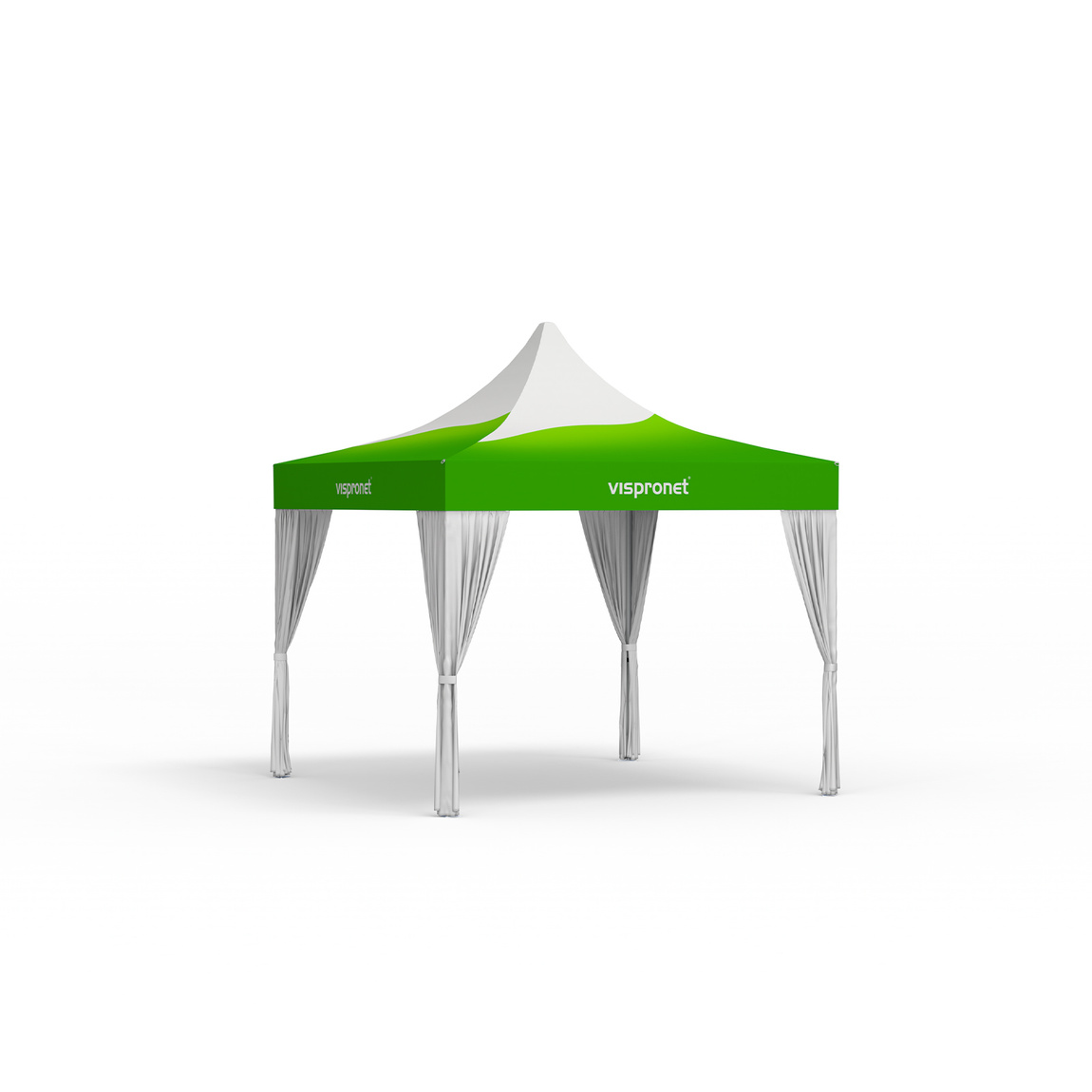 Faltpavillon Select 3 x 3 m, komplettiert mit 4 weißen Dekoschals