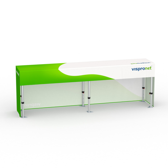 Falttisch Aluminium mit Husse, Rückseite kurz, Falttisch: 290x55 cm  