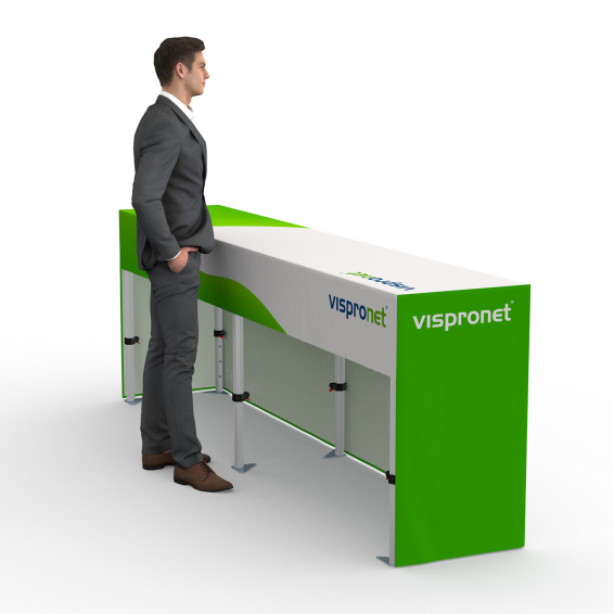 Falttisch Aluminium mit Husse, Rückseite kurz, Falttisch: 290x55 cm  