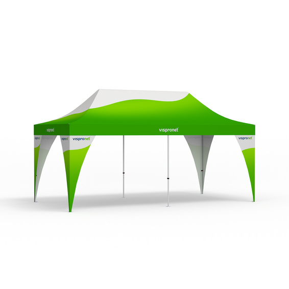 Faltpavillon Select 3 x 6 m, komplettiert mit 4 Eckbannern