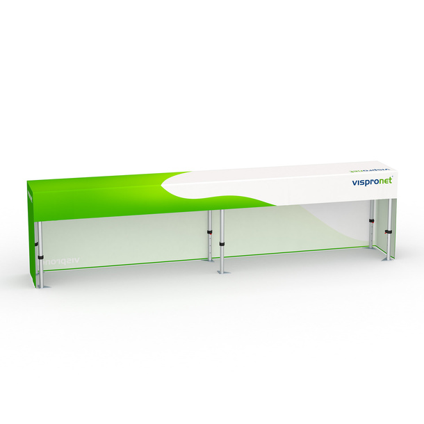 Falttisch Aluminium mit Husse, Rückseite kurz, Falttisch: 380x55 cm