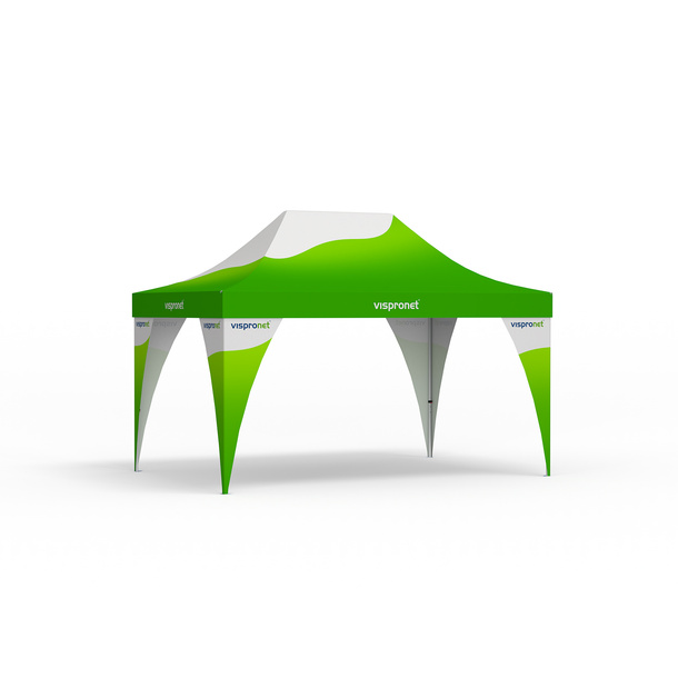 Faltpavillon Select 4 x 6 m, komplettiert mit 4 Eckbannern