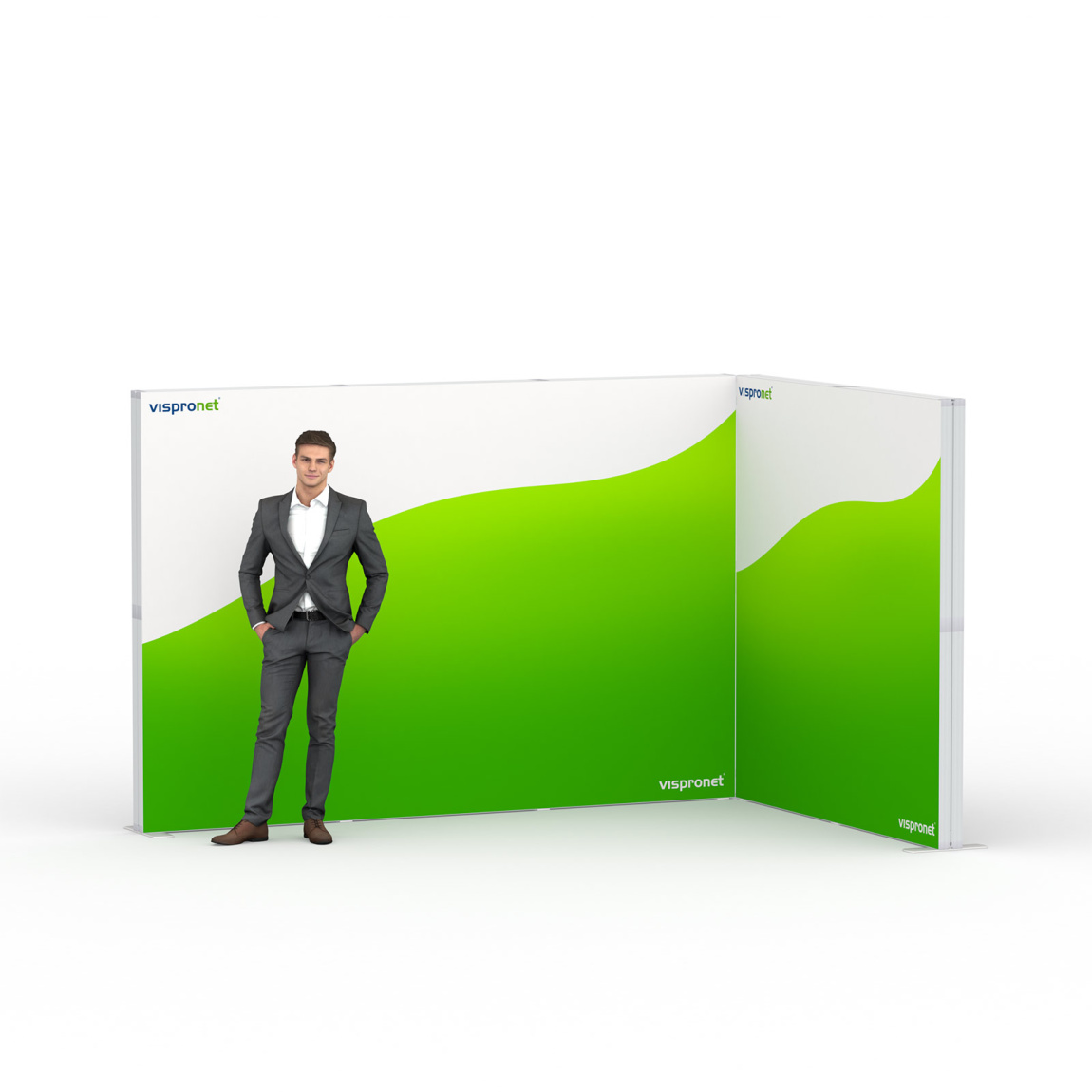 Lightbox flex -Eck-Modul, Systembreite: 300 cm x 200 cm