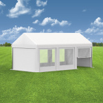 Partyzelt 3x6: Zeltseiten Wände mit Fenstern & Tür, Giebelseiten mit Vollwand