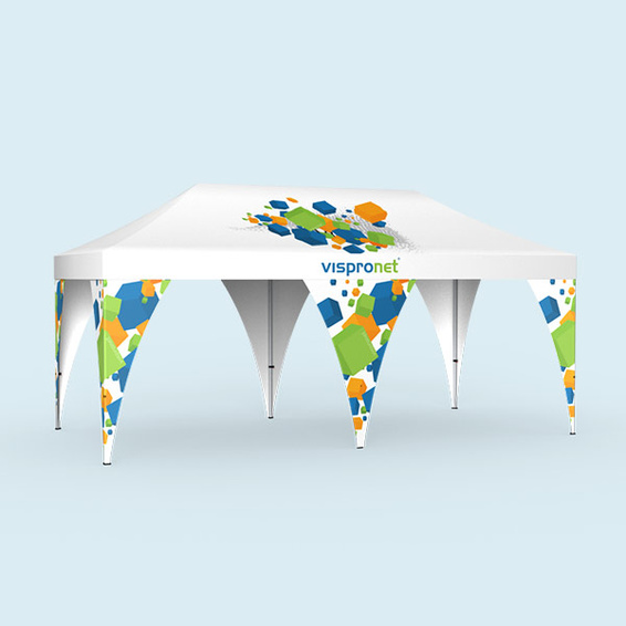 Faltpavillon Select 3 x 6 m, komplettiert mit 6 Eckbannern