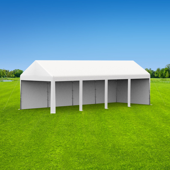 Partyzelt Select 3x8: 1 Zeltseite mit Vollwänden, 1 Giebelseite mit Vollwand