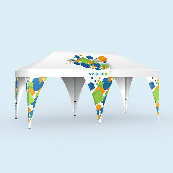 Pavillon 3 x 6 m mit Eckbannern, 4er-Set und 2 einzelne Eckbanner