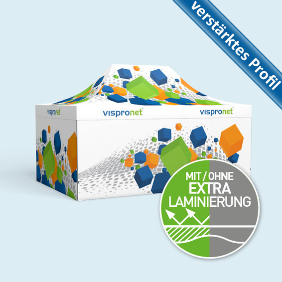 Faltzelt Premium 3 x 4,5 m mit 4 Wänden, mit Druck