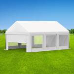 Partyzelt 4x6: Zeltwände mit Fenstern, Giebelseiten Vollwand & Wand mit Tür