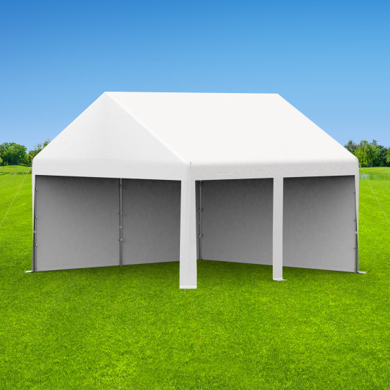 Partyzelt Select 4x4: 1 Zeltseite mit Vollwänden, 1 Giebelseite mit Vollwand