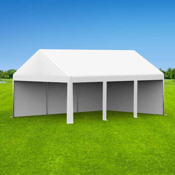 Partyzelt Select 4x6: 1 Zeltseite mit Vollwänden, 1 Giebelseite mit Vollwand