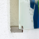 Acrylglasplatte mit Klemmabstandhalter Edelstahl