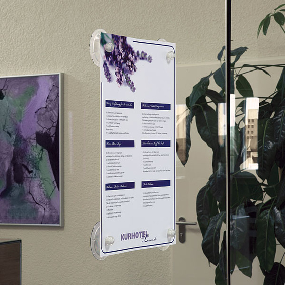 Displayfolie 240 , befestigt mit Saugnäpfen