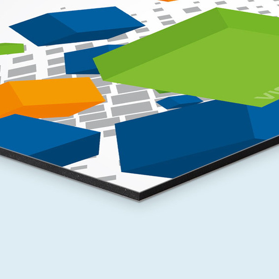 Werbeschilder aus Aluminiumverbindplatten, Detail Ecke