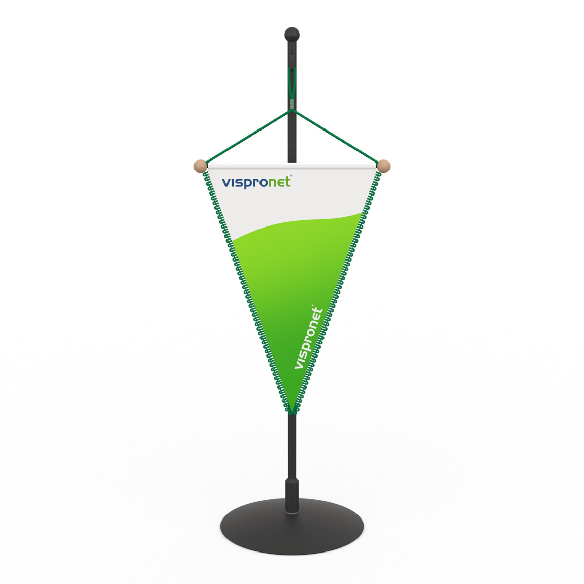 Autowimpel 10 x 15 cm, Kordelaufhängung mit Schlaufe & Abschlusskugeln (natur)