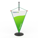 Autowimpel 14 x 21 cm, Kordelaufhängung mit Schlaufe & Abschlusskugeln (rot)