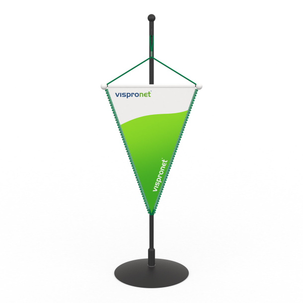 Autowimpel 10 x 15 cm, Kordelaufhängung mit Schlaufe & Abschlusskugeln (weiß)