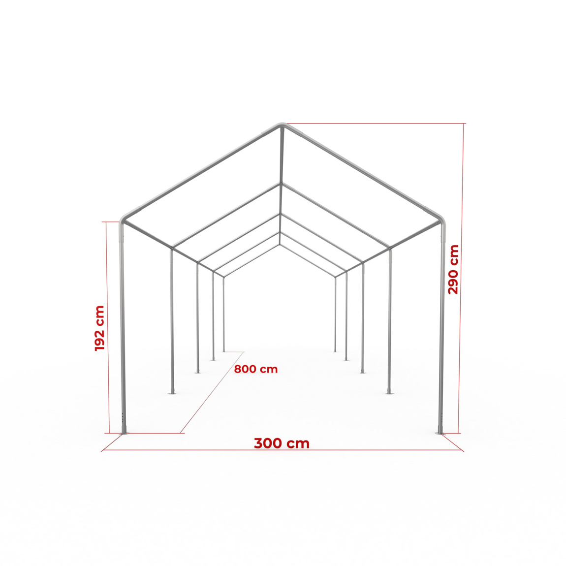 Zeltgestell Partyzelt Basic 3 x 8 m - Maße
