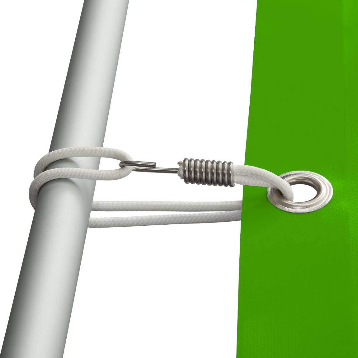 Befestigung Plane: Spanngummi mit Edelstahlhaken und Schlaufe 250 mm, weiß