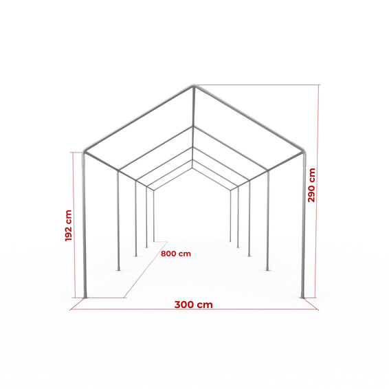 Zeltgestell Partyzelt Basic 3 x 8 m - Maße