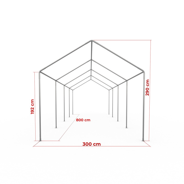 Zeltgestell Partyzelt Basic 3 x 8 m - Maße