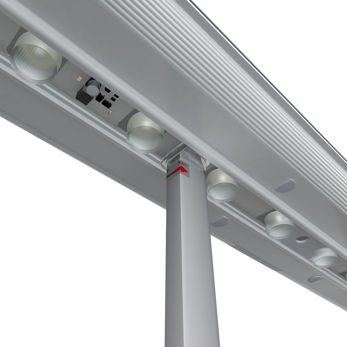 Befestigung der Stützstange an der Lightbox flex