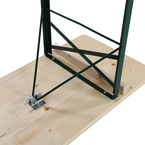 Unterseite der Bierbank, Arretierung Gestell