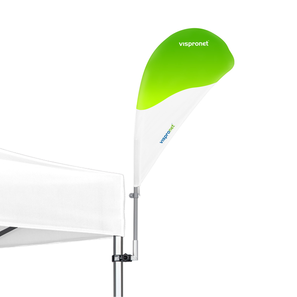 Bowflag® Basic mit senkrechtem Bowflag®-Halter für Zeltpfosten