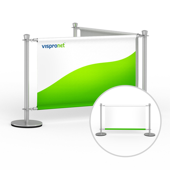 Café Banner Stellvariante übereck, einseitig bedruckt, Rückseite weiss