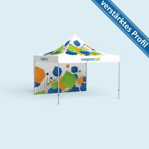 Faltzelt Premium 4 x 4 m, 1 Wand, mit Druck