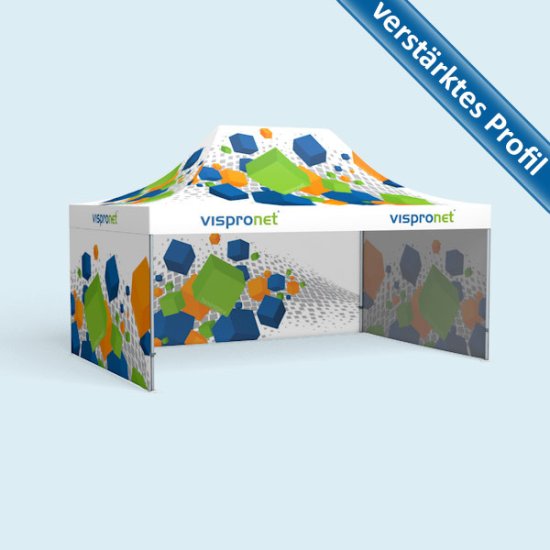 Faltzelt Premium 4 x 6 m, 3 Wände, mit Druck