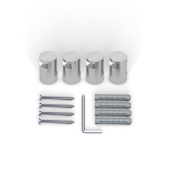 Klemmhalter Edelstahl ø 15 mm/15 mm für Plattenstärke 2-5 mm, 4er-Set