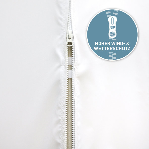 Wand mit Reißverschluss - lückenlose, winddichte Verbindung der Zeltwände