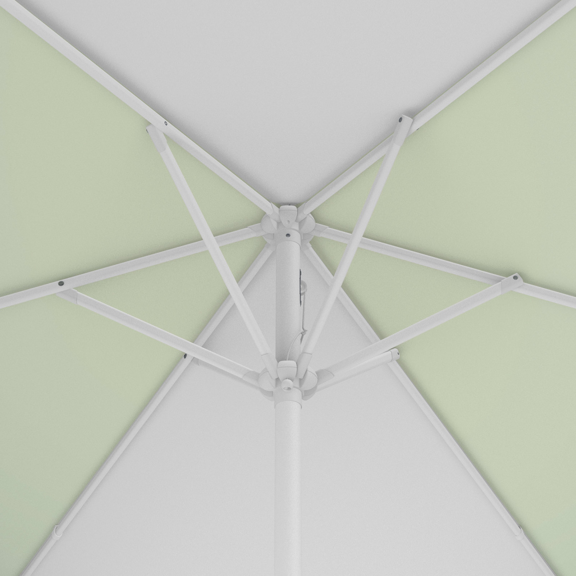 Sonnenschirm / Kleinschirm mit Kurbel, Ansicht Schirmkrone von unten