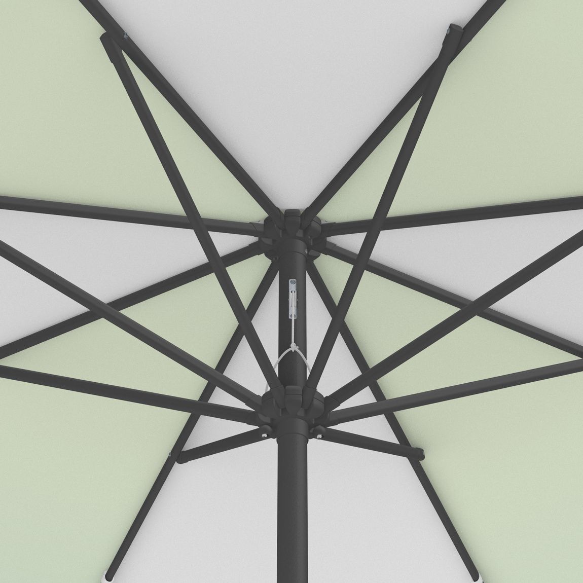 Sonnenschirm / Kleinschirm mit Kurbel, Ansicht von unten