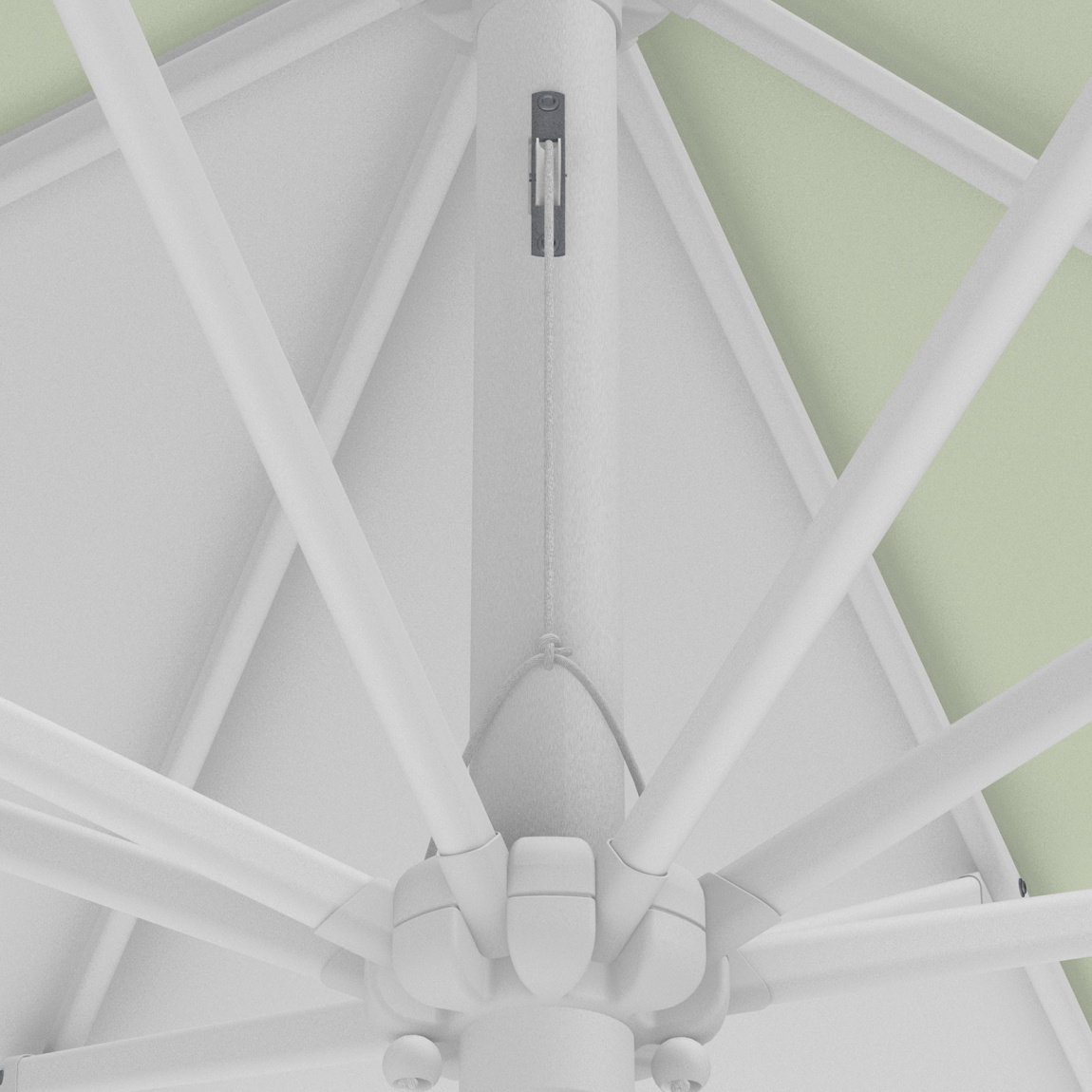 Sonnenschirm / Kleinschirm mit Kurbel, Detail Seilzug