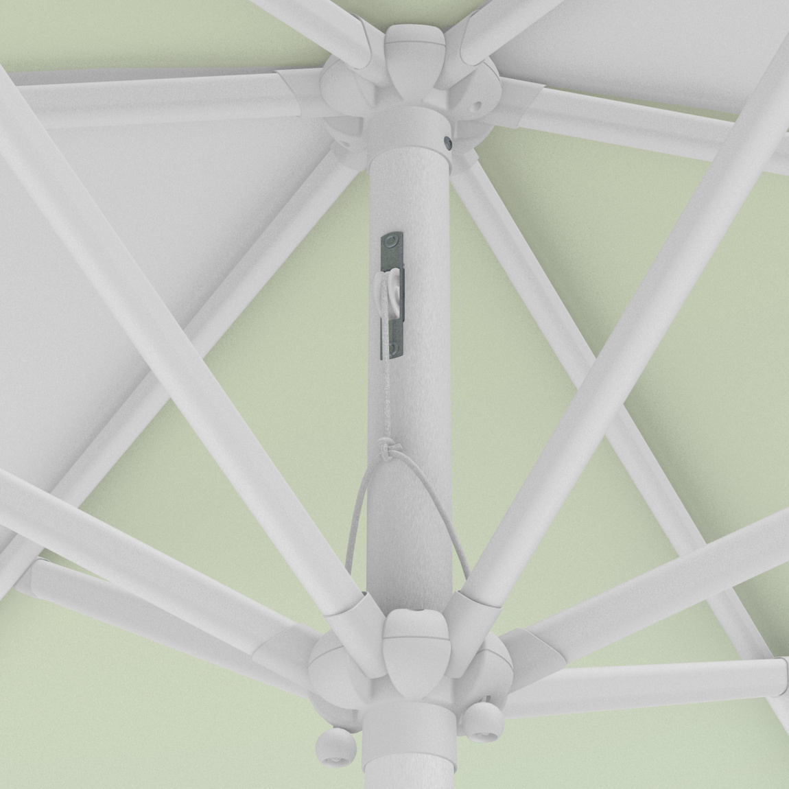 Sonnenschirm / Kleinschirm mit Kurbel, Detail Seilzug