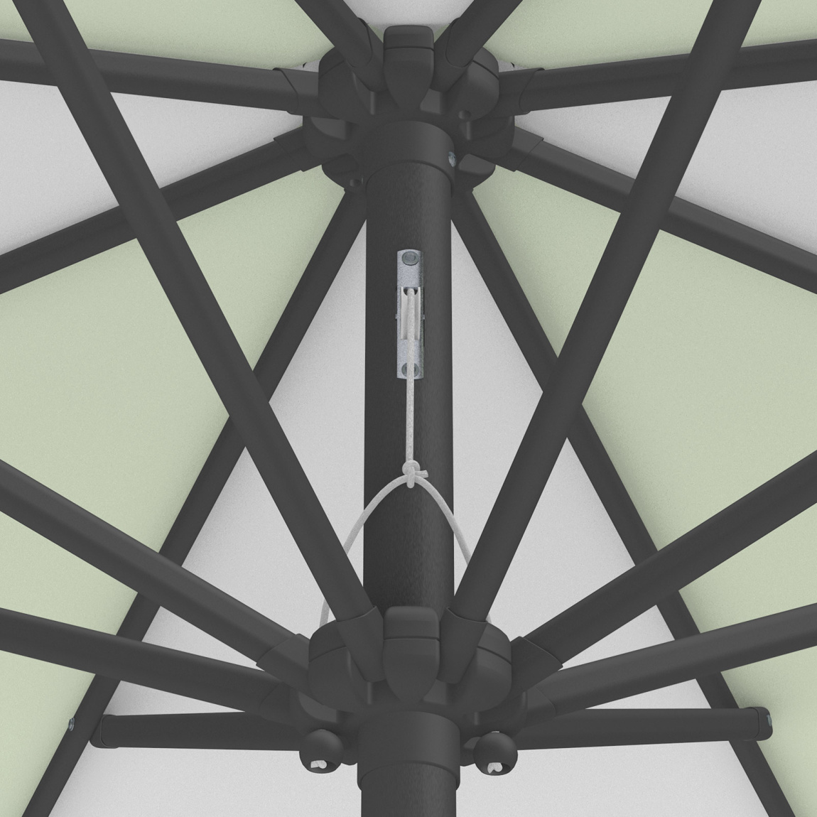 Sonnenschirm / Kleinschirm mit Kurbel, Detail Seilzug