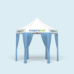 Faltpavillon Select  Hexagon 3 m, komplettiert mit 6 himmelblauen Dekoschals