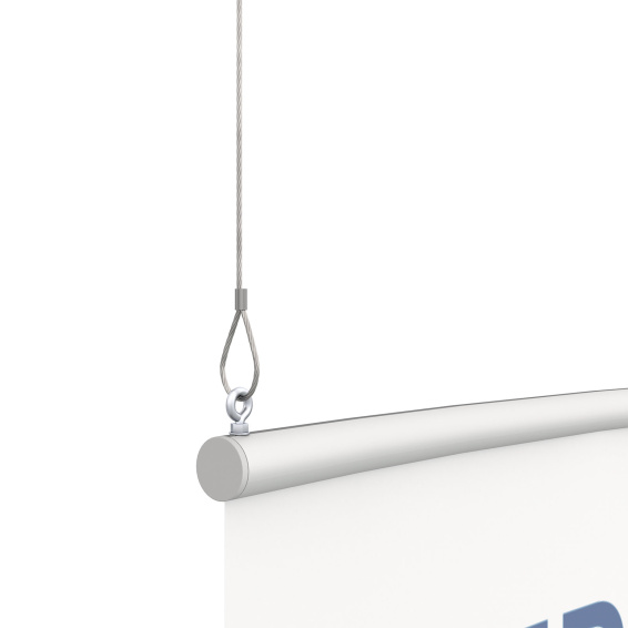 Detail: Standard Aufhängung (Ösenschraube und Edelstahlseil)