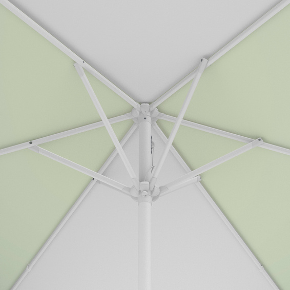 Sonnenschirm / Kleinschirm mit Kurbel, Ansicht Schirmkrone von unten